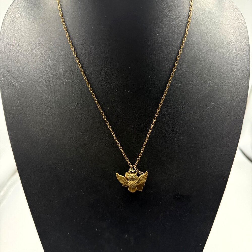Necklace Owl Envelope Pendant Harry Potter Inspired Gold Tone 20 inches